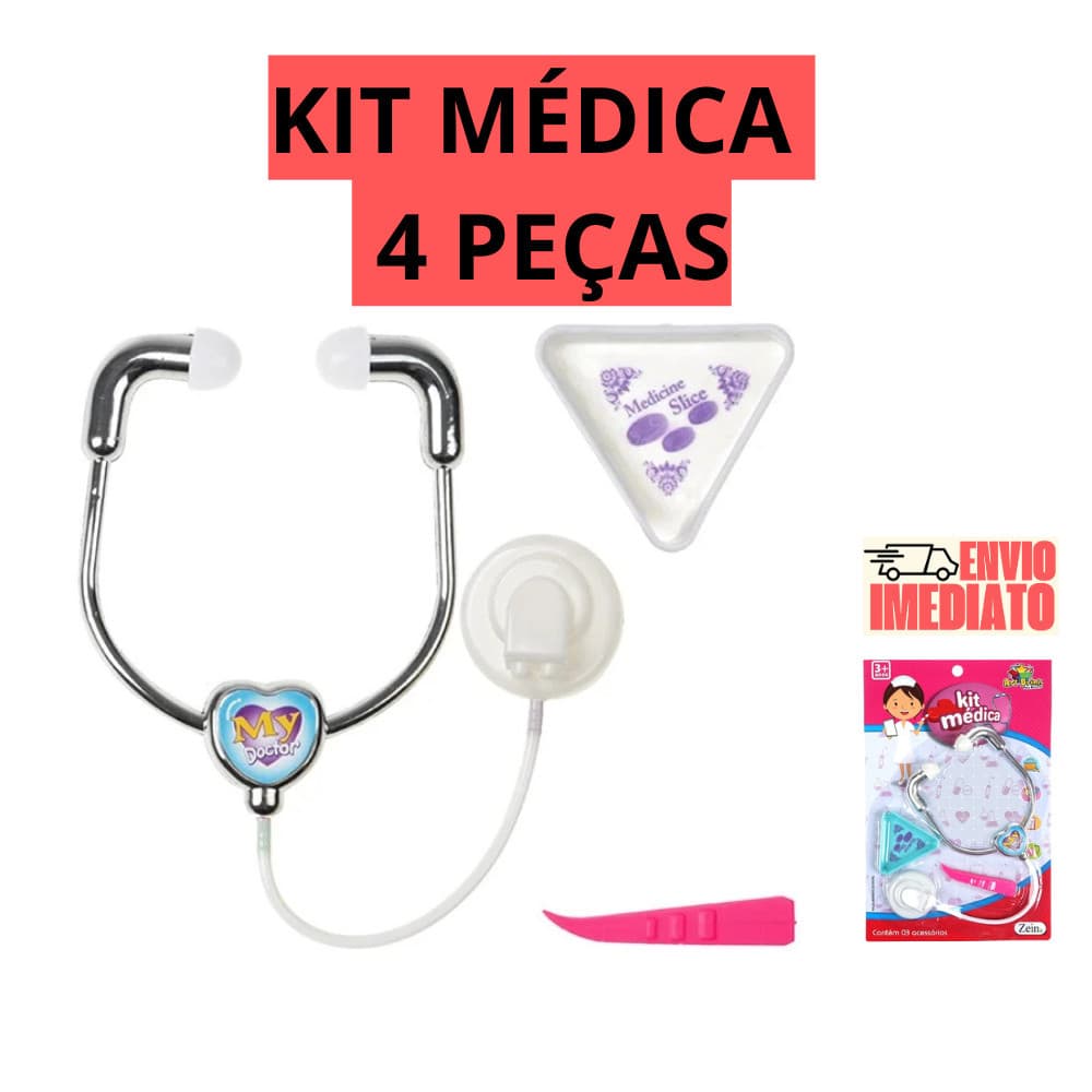 Kit Médica de Brinquedo com 4 Peças – Brinquedo Educativo para Faz de Conta