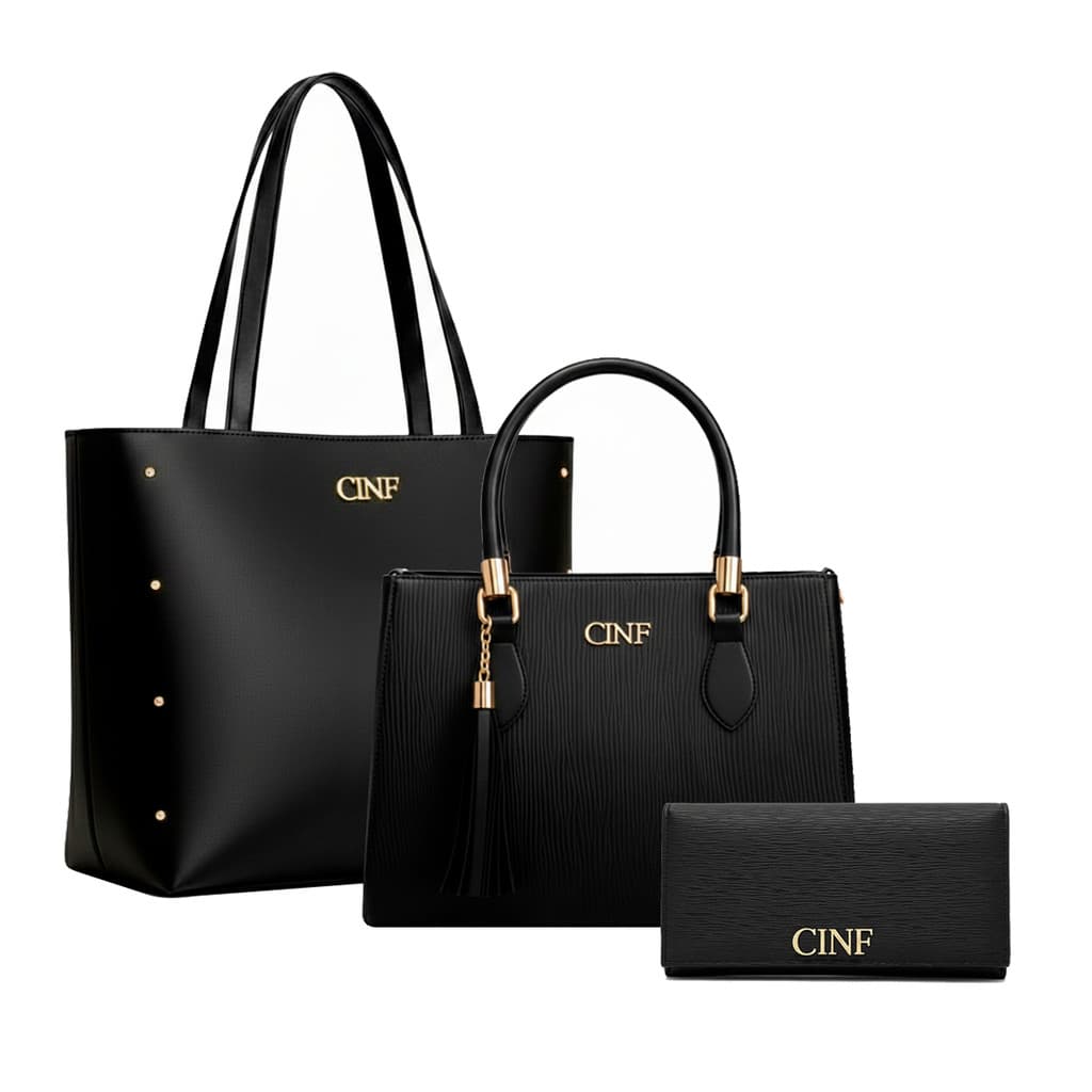 Kit Bolsa Feminina Sacola De Ombro Transversal De Mão E Carteira