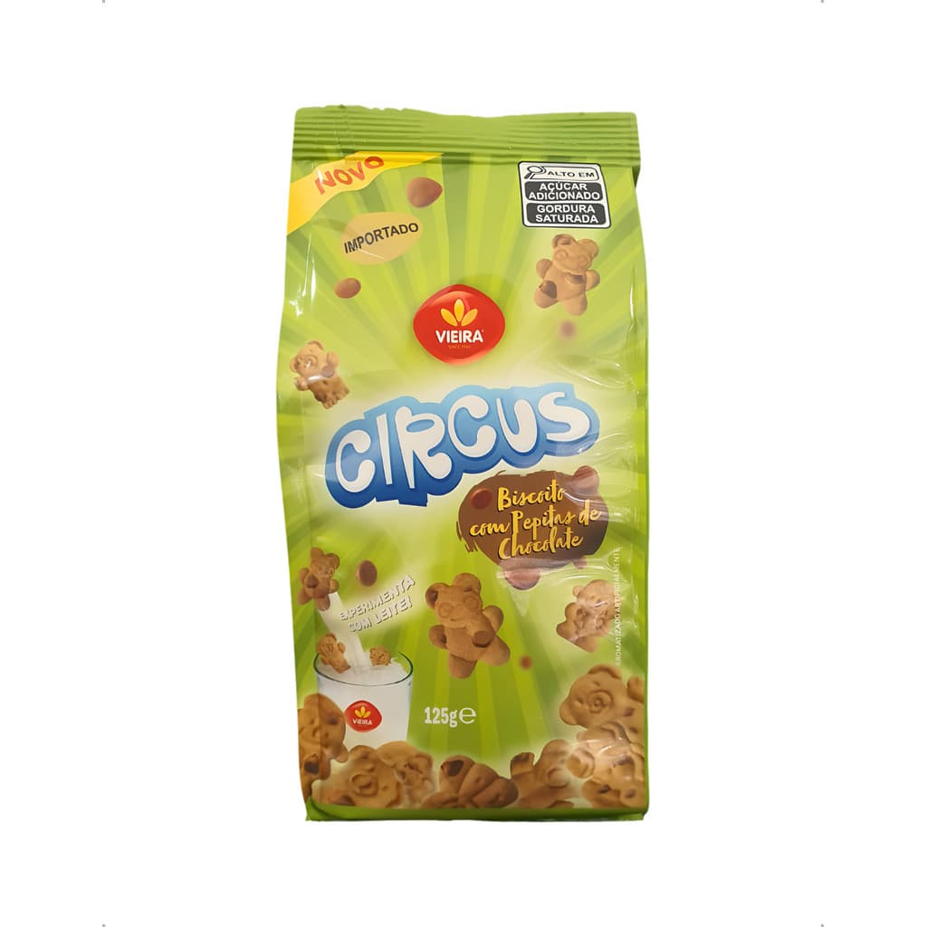 Biscoito Vieira Circus Pepitas 125g Chocolate Importado