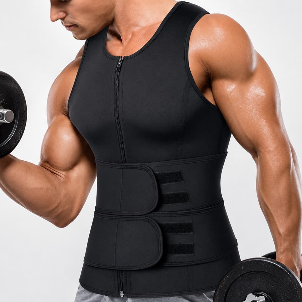 Cinta Modeladora Abdominal Masculina Corporal Colete Ajustável Redutor De Cintura Sauna Queima Gordura