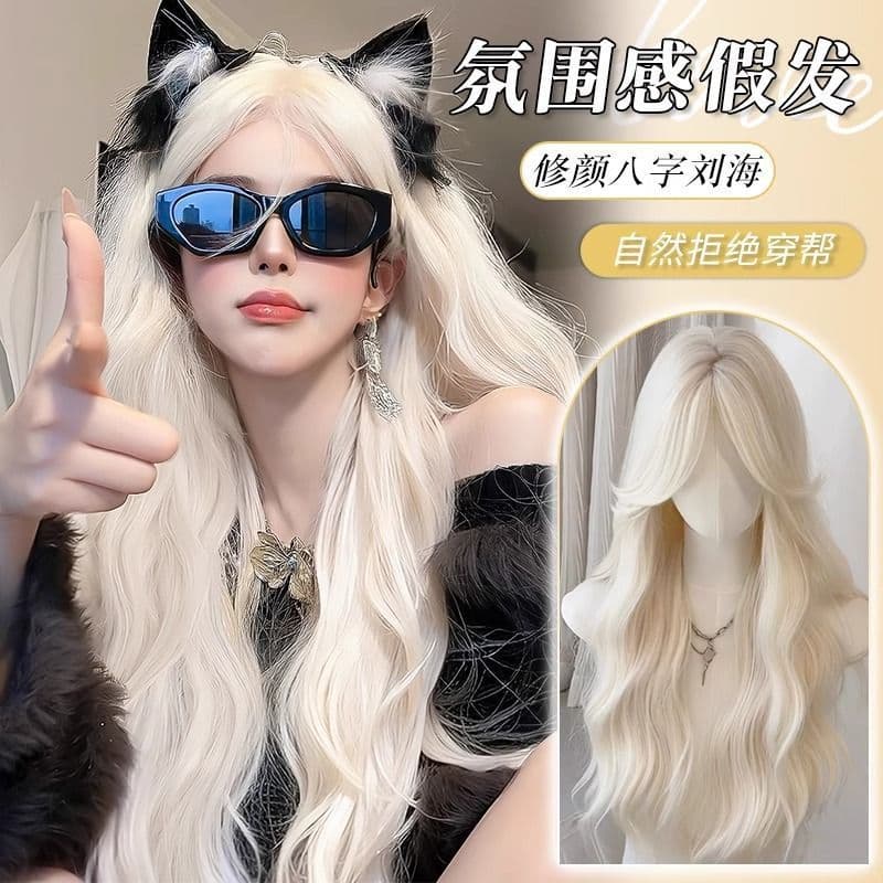 Xu Changyuan Cabeça Ouro Branco Ondulação de Água Cabelo Longo Encaracolado Capacete Completo Modifica Formato de Rosto