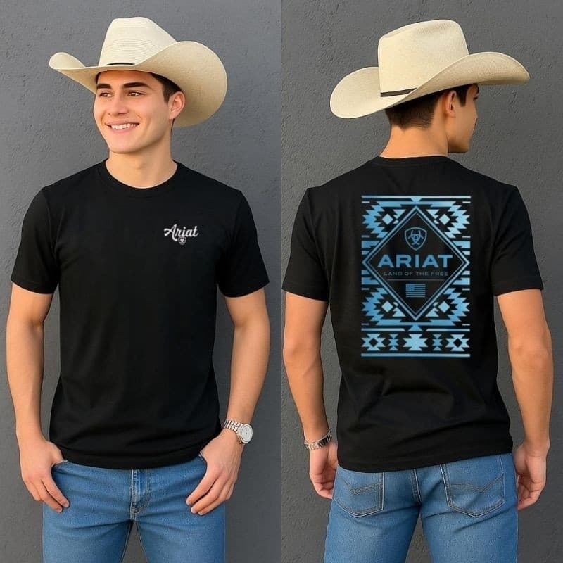 Camisa Masculina Ariat Algodão Camiseta Unissex Estilo Country Rodeio