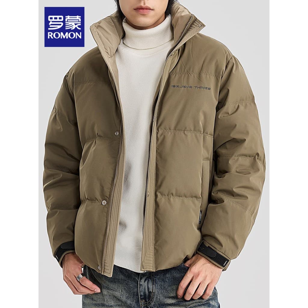 Lomon jaqueta curta masculina inverno engrossado quente quente casal pão jaqueta pato para baixo gola jaqueta masculina