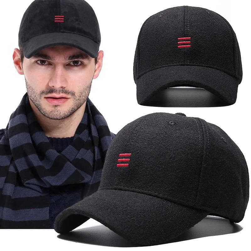 Inverno Masculino Quente Feltro Esportes Boné Homem Tamanho Grande Lã Chapéus De Beisebol