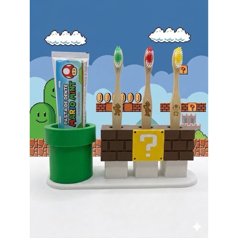 kit porta escova de dentes banheiro SUPREME MARIO