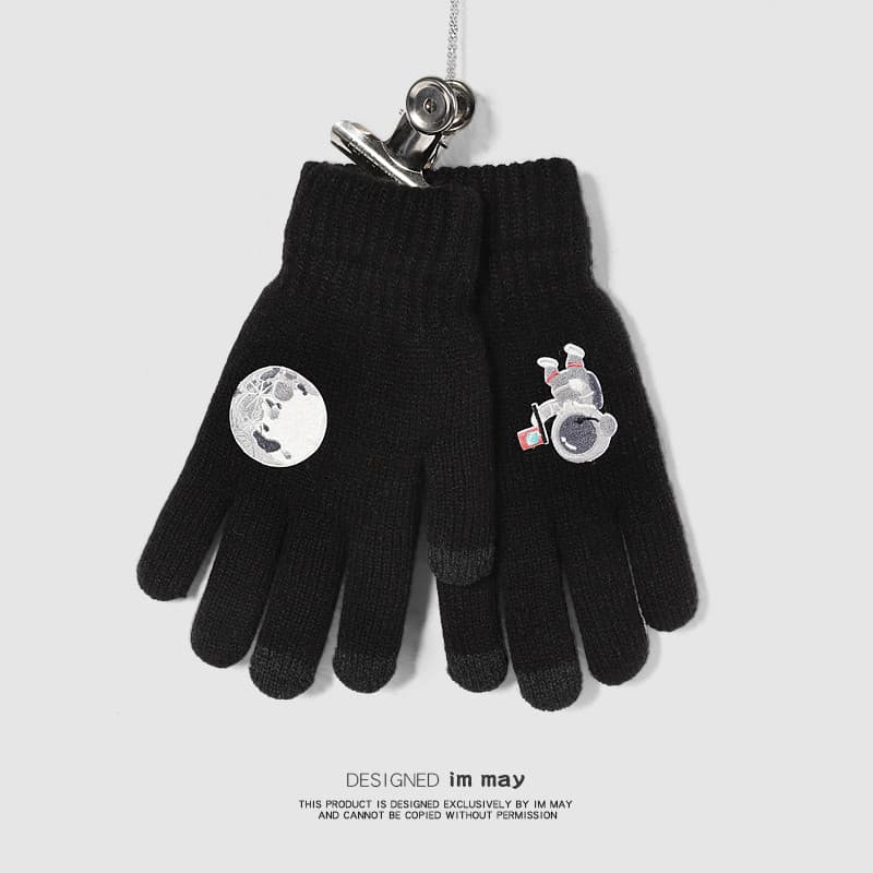 Street Wear forro de lã de malha engrossado tela de toque luvas antiderrapantes homens inverno quente estudante ciclismo
