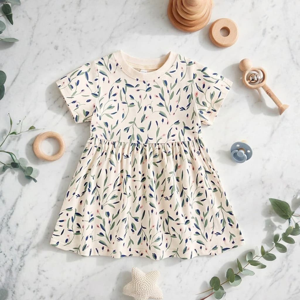 Meninas vestido Floral bebê menina vestido de verão ins vestido infantil de manga curta Retro moda roupas de bebê
