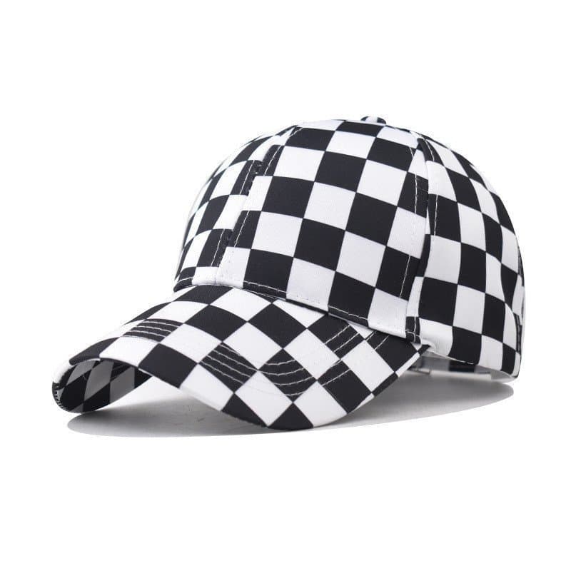 Boné de beisebol de algodão estampado com padrão xadrez, boné xadrez para uso ao ar livre, boné versátil para...