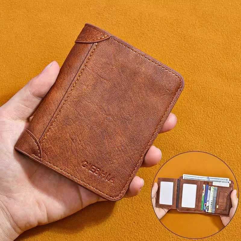 Nova Carteira Masculina para o Dia dos Pais, Estilo Curto com Clipe para Dinheiro, Porta-Cartões Multifuncional Integrad