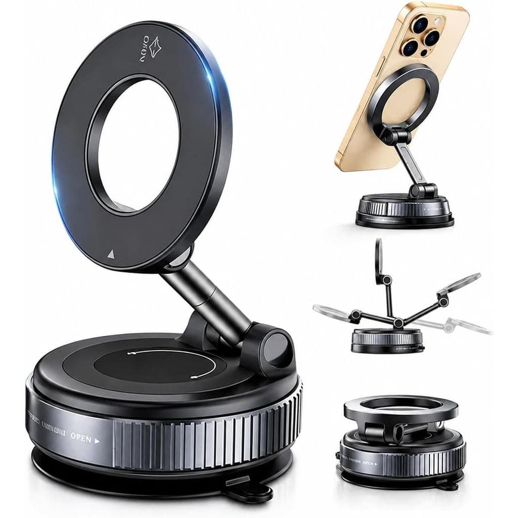 Suporte Magnético Para Telefone Carro , 24 Ímãs Fortes N52 , Ventosa 2 Em 1 E Adesivo 360 ° De Compatível Com Rotação Ma