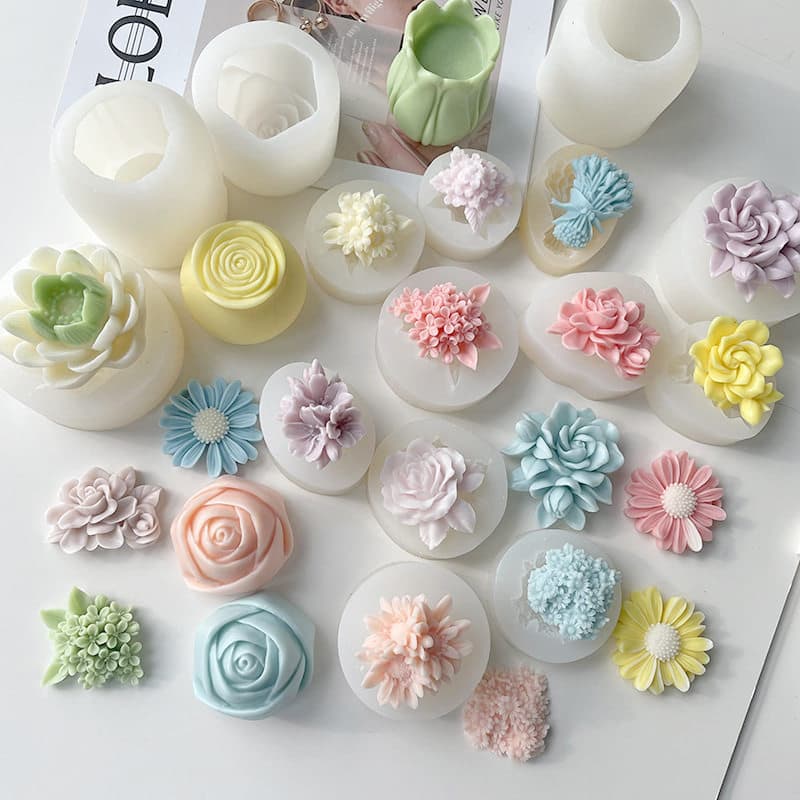 🔥 molde de silicone floral 3D​ 🔥 Fácil Desenformar molde de silicone molde sabonete artesanal silicone​ Uma Variedade