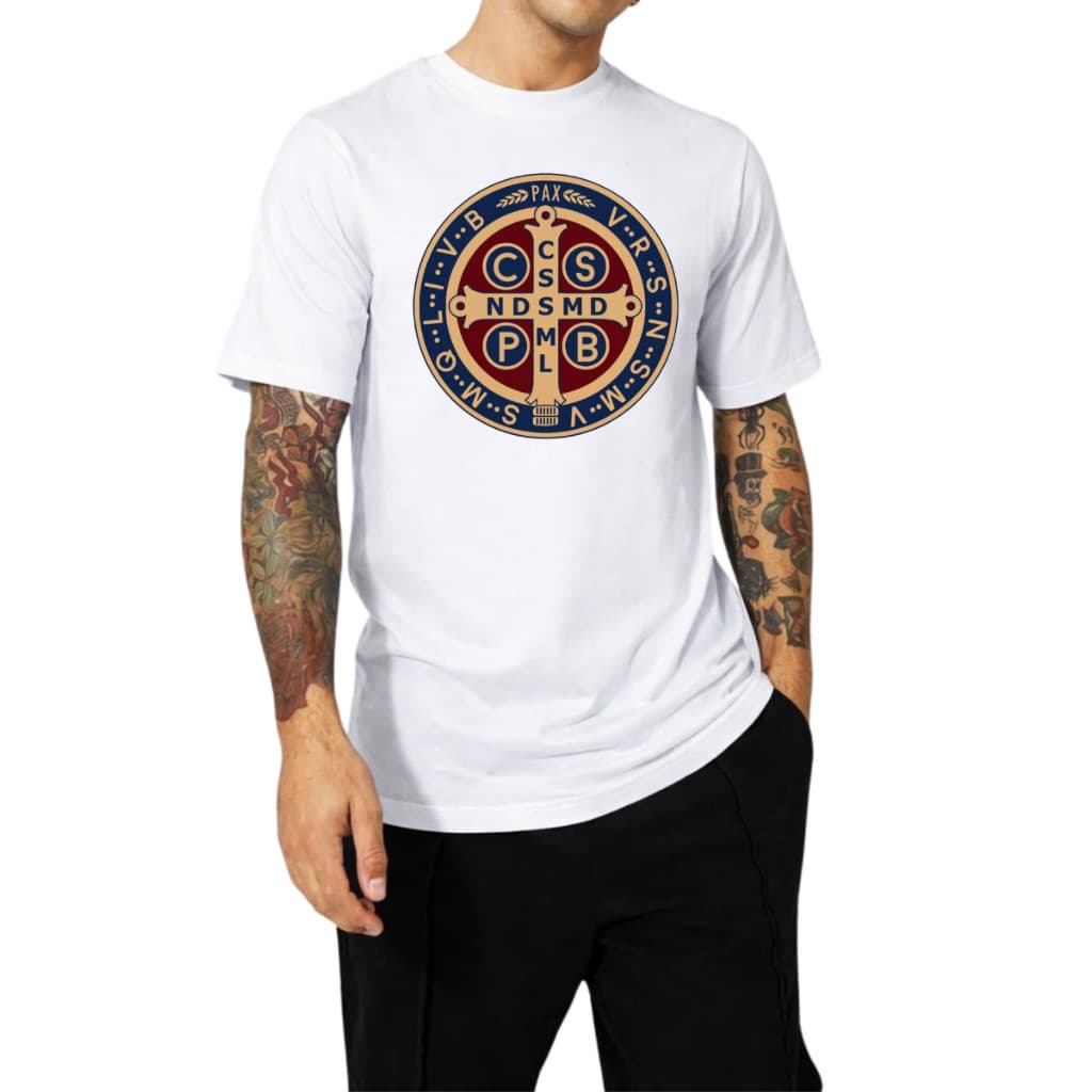 Camiseta São Bento Católico Masculina 100% Algodão Gola Redonda Premium