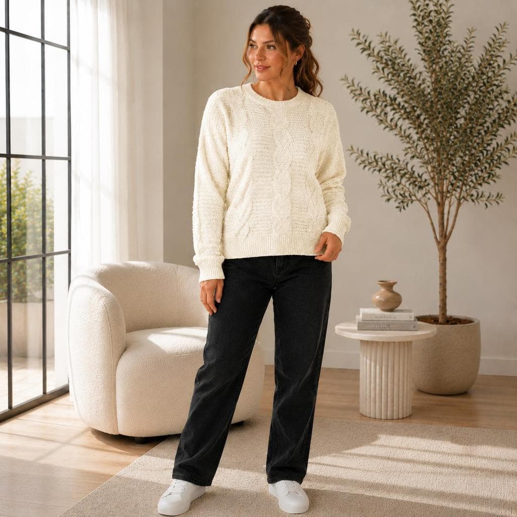 Blusa Aveludada Mousse Macia Suéter Chenille Frio Feminina Inverno