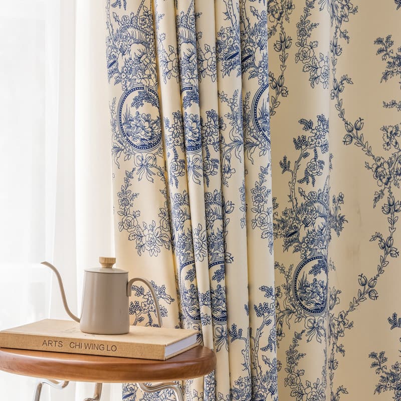 Americano Pastoral sala de estar quarto Bay janela Semi-sombreamento sombra impervo Chenille produto acabado cortina esp