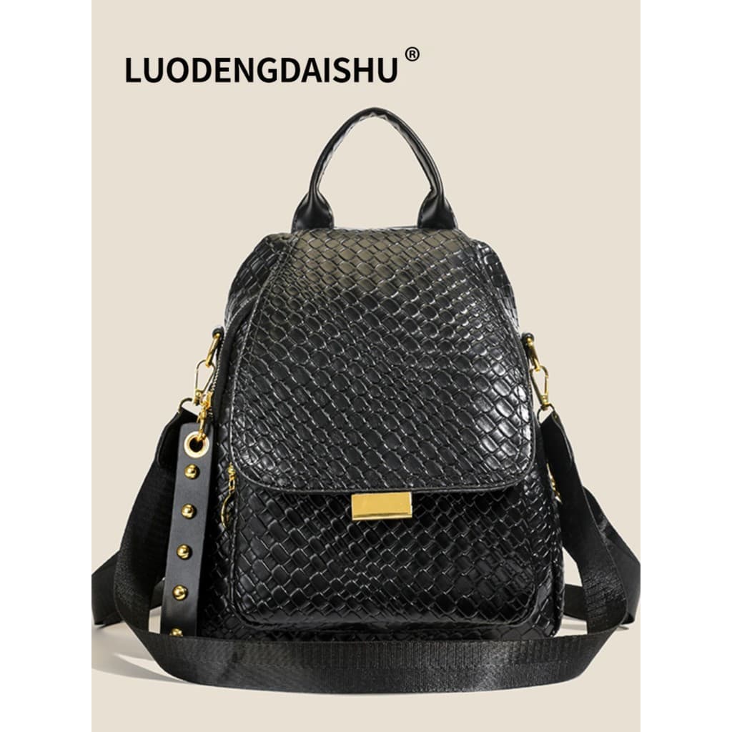 Couro macio grande capacidade tecido mochila senhoras 2024 novo estilo All-Match moda mochila viagem lazer de um ombro
