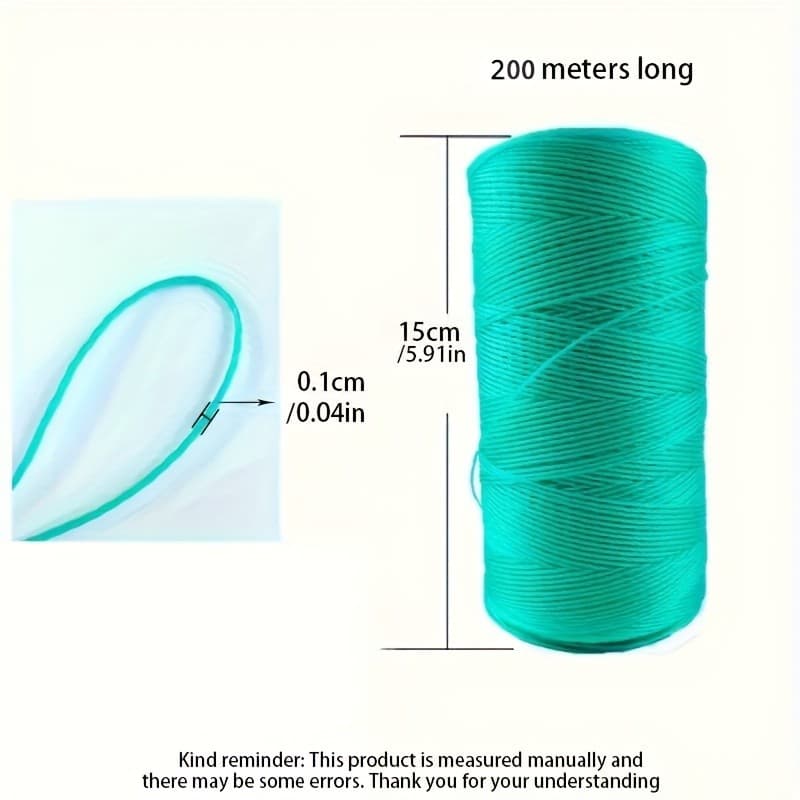 Corda de jardinagem verde durável de 200 m - 1 mm de diâmetro, corda de ligação de plástico, adequada para vegetais, tom