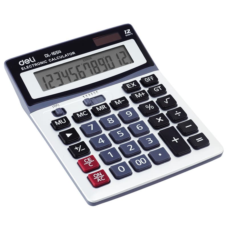 Deli 1654 Contabilidade Financeira Energia Solar Dual Power Office Business Calculadora de Botão Grande Computador Multi