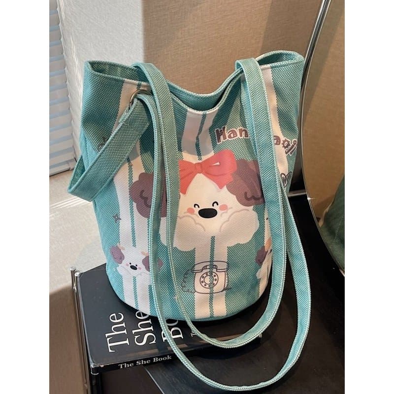 bolsa transversal feminino Bolsa Verão dos desenhos animados bolsa de lona feminina grande capacidade de um ombro Commut