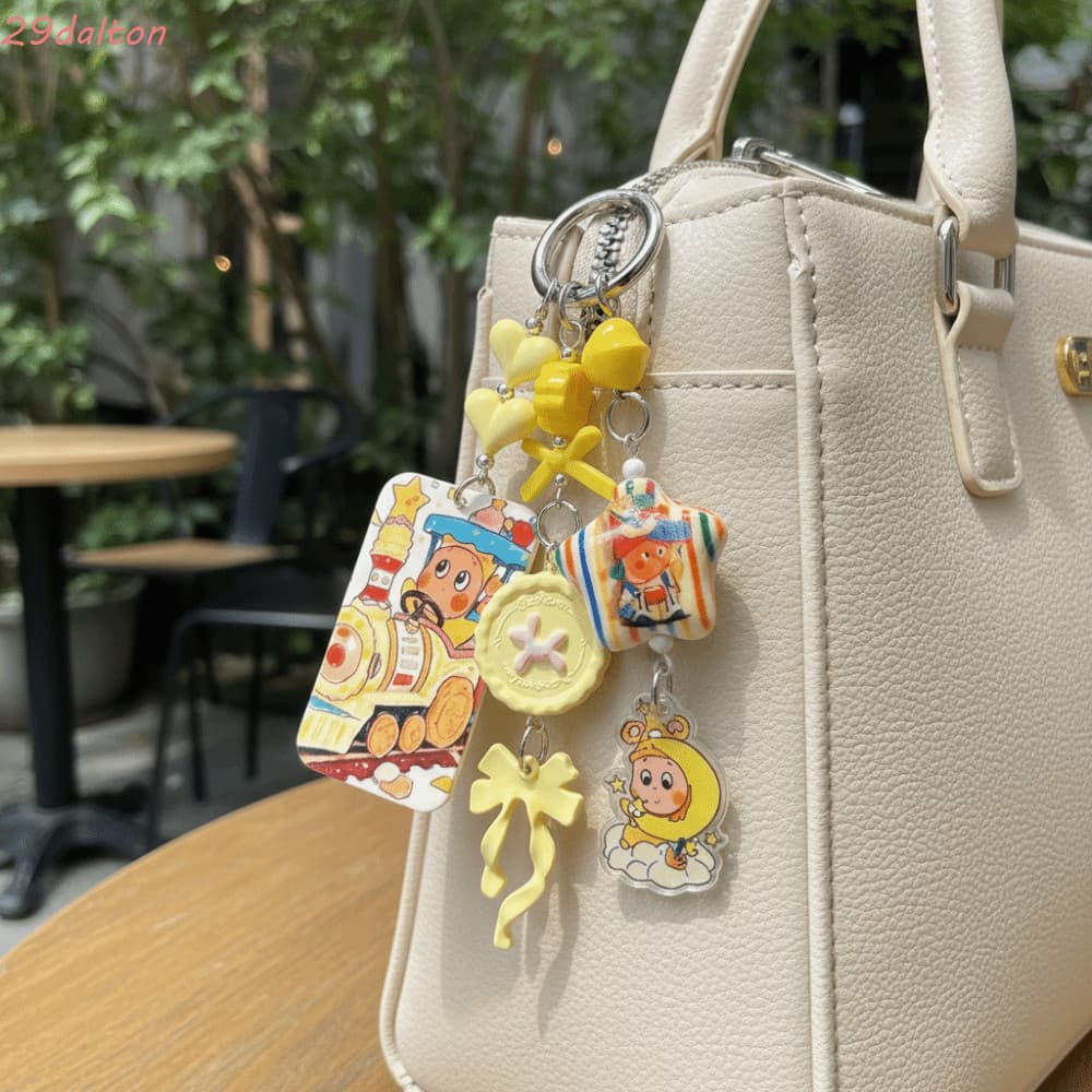 DALTON Estrela Boneca Chaveiro , Saco Pendurado Kawaii Amarelo Bonecas Pingente , Moda Contas Ornamentos Chave Decoração