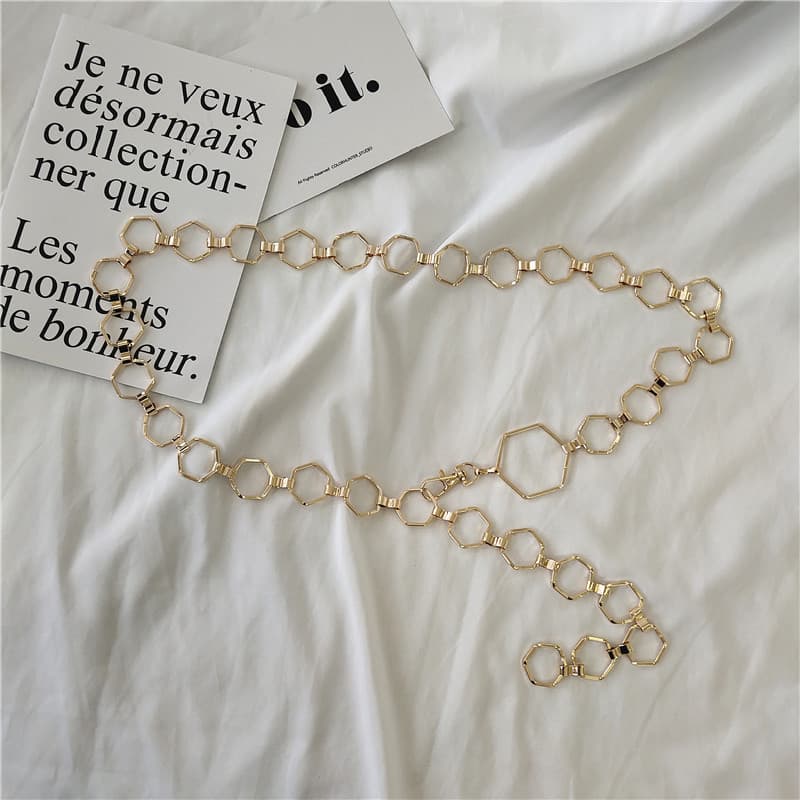 Corrente de cintura feminina decorativa cinto fino simples All-Match vestido anel de Metal corrente de ferro moda pequen