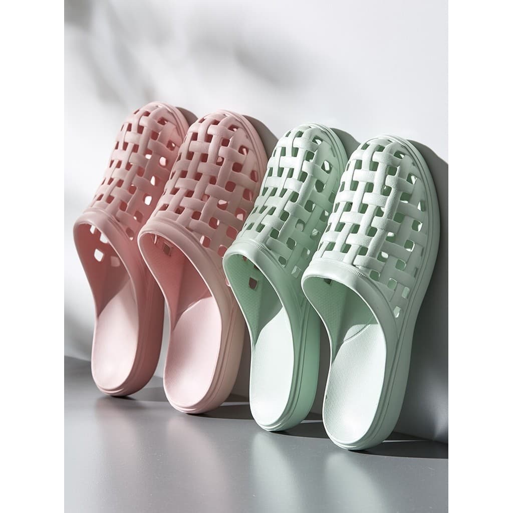 Baotou chinelos femininos casa interior idosos antiderrapante banheiro banho buraco de plástico sapatos eva sandálias ch