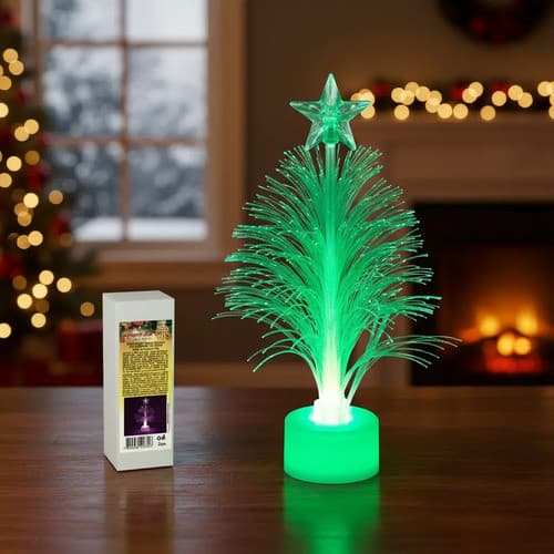 Árvore De Fibra Óptica Led Enfeite Decoração De Mesa 14cm Multicores