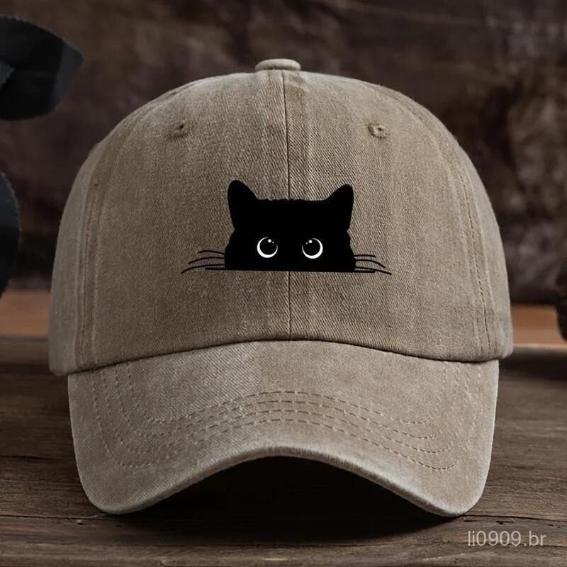 Boné De Beisebol Ajustável Com Estampa De Gato Fofo , Masculino E Feminino , Adequado Para Viagens Ao Ar Livre Lazer , L