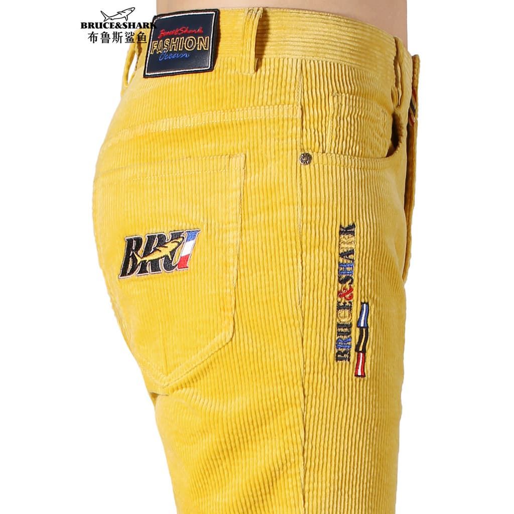 Outono inverno estilo calças de veludo dos homens grosso solto calças casuais Bruce Shark Street Wear tamanho grande cal