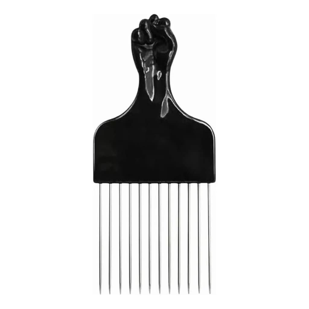 Pente Garfo Penteado Afro Dente Metal Aço Black Power