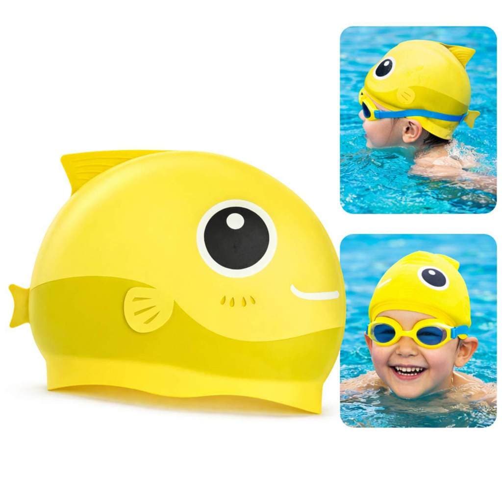 Touca de Natação Infantil Silicone Kids Peixinho Amarelo