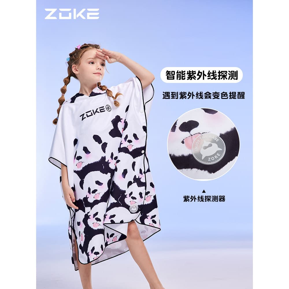Zoke roupão infantil para meninas, absorve água, secagem rápida, toalha de banho, manto, menino, natação, quente, zoke,
