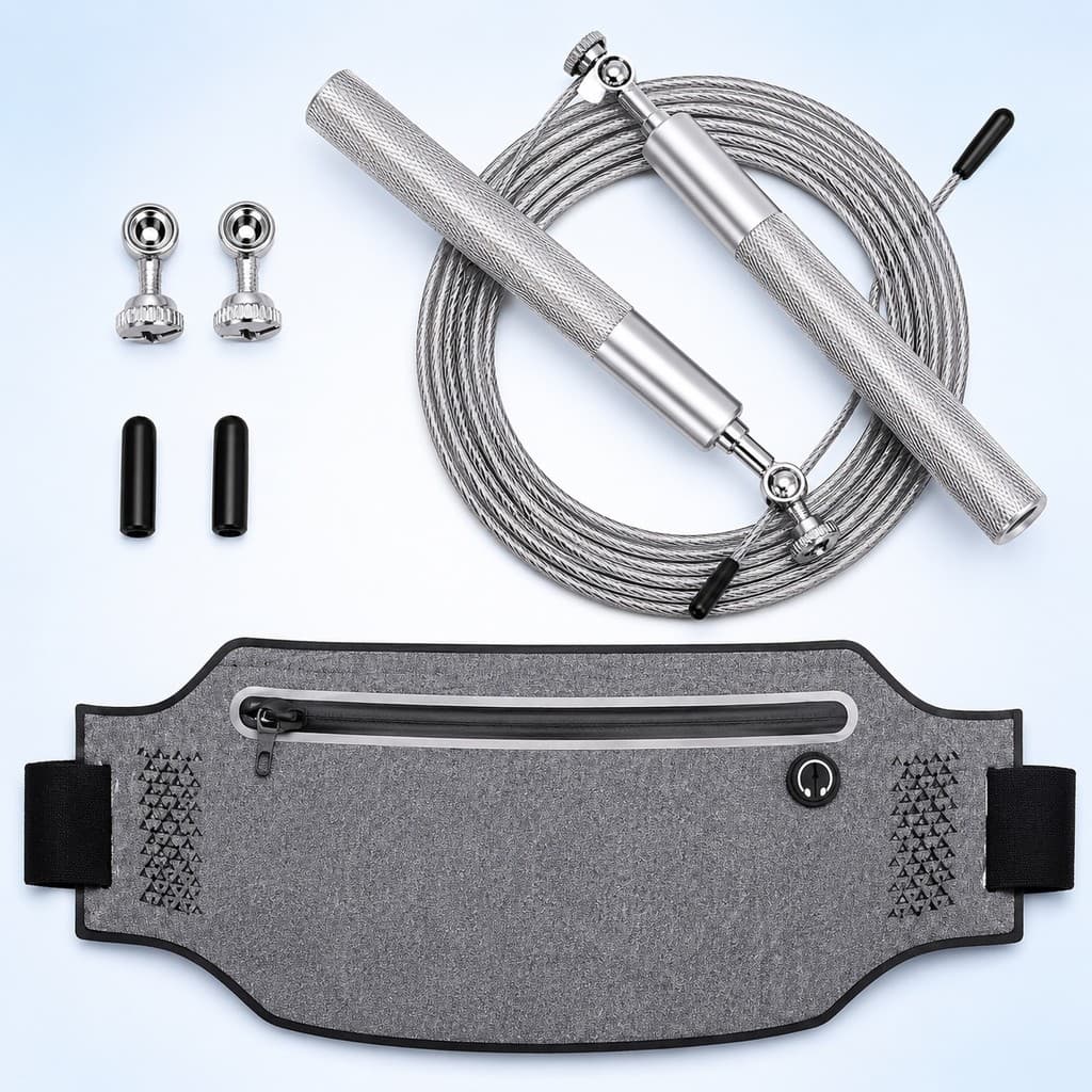Kit Corda De Aço Profissional Pochete Treino Academia