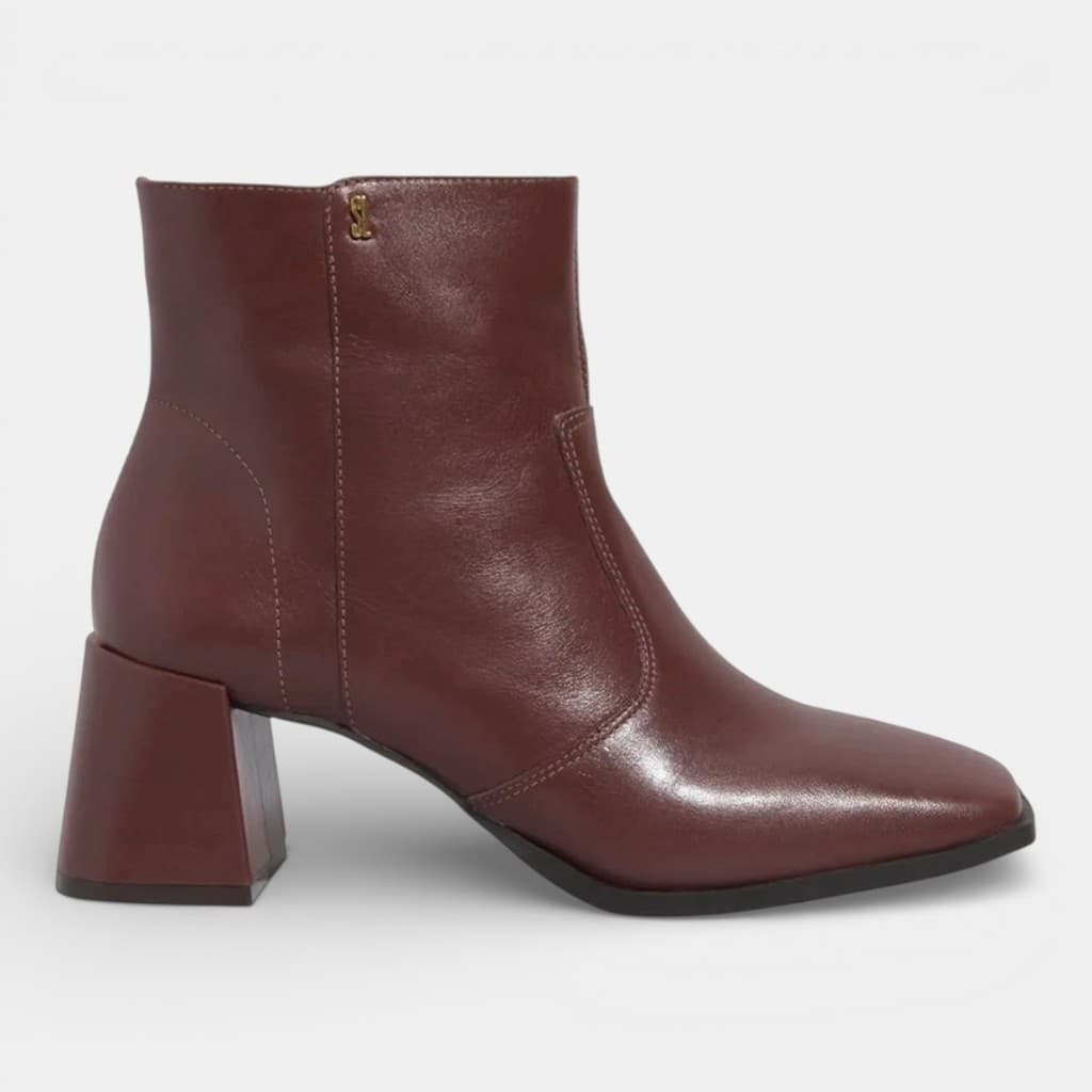 Bota Couro Santa Lolla Cano Curto Salto Grosso Marrom