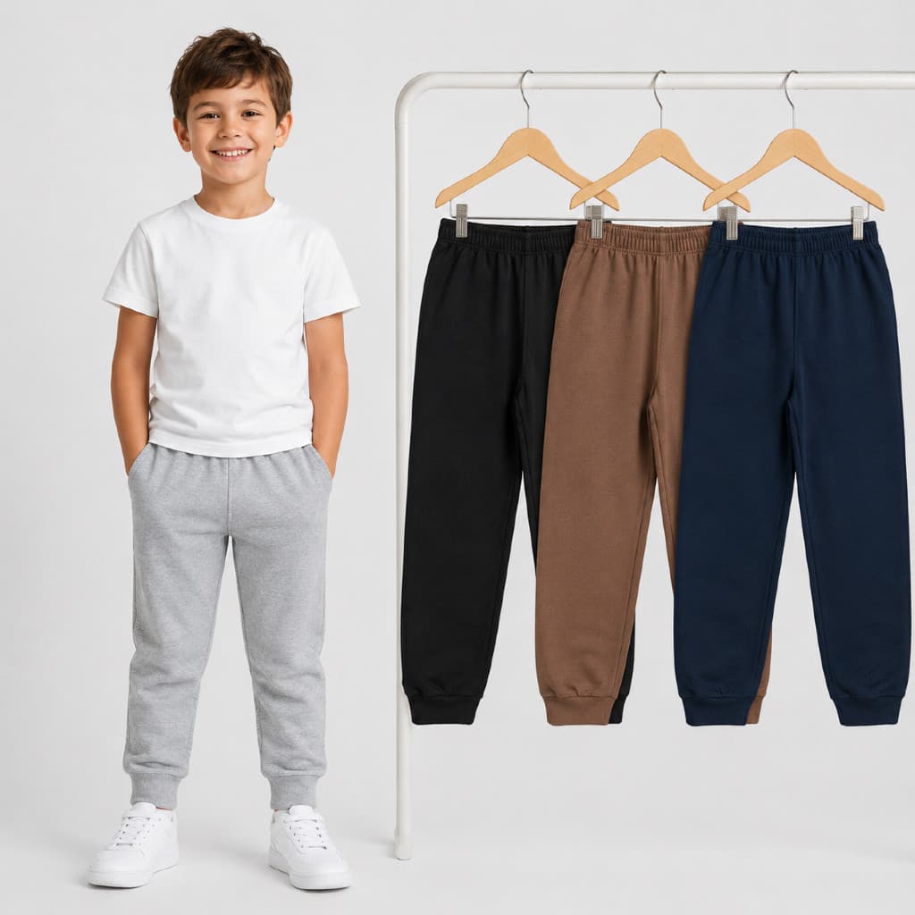 Kit 3 Calças Infantil Moletom Menino Lisas Sortidas 04 ao 14