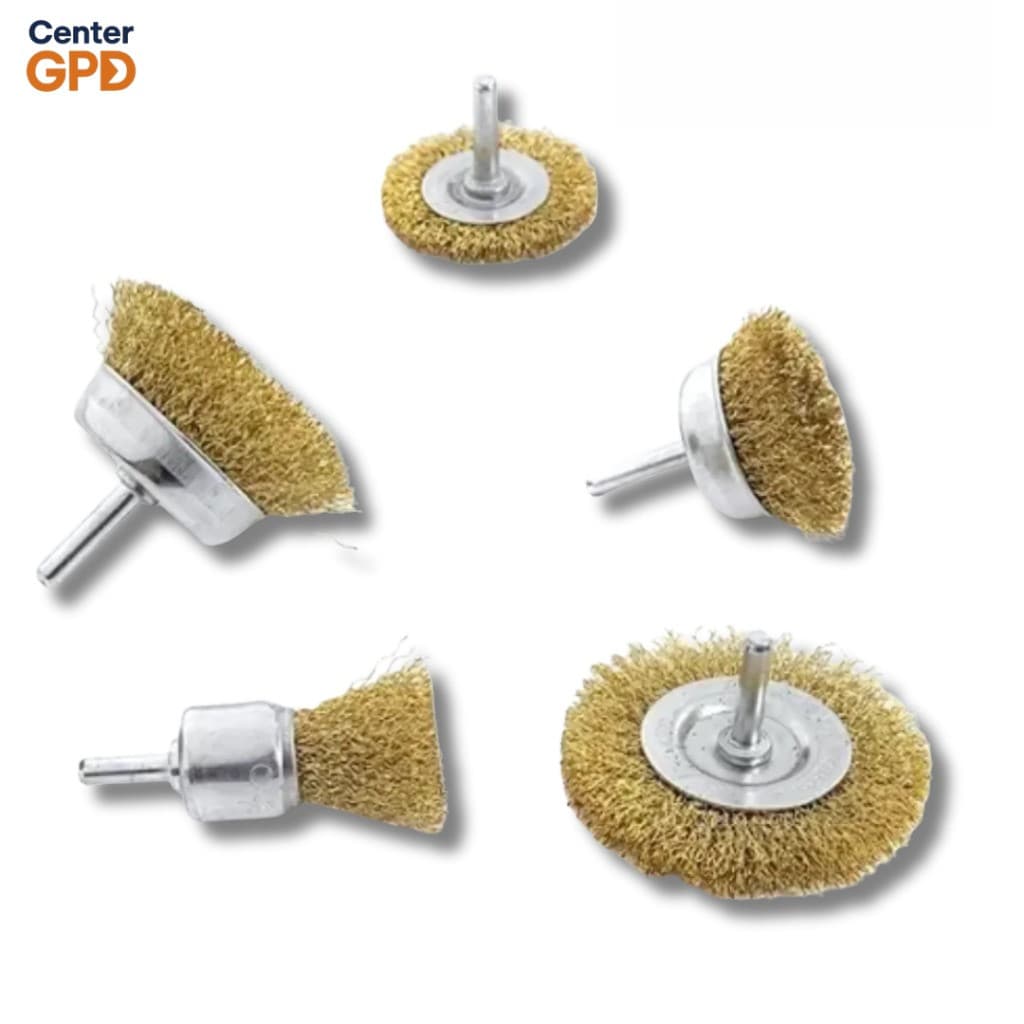 Kit Escova de Aço Circular Profissional p/ Furadeira | 5 Peças - Limpeza Profunda
