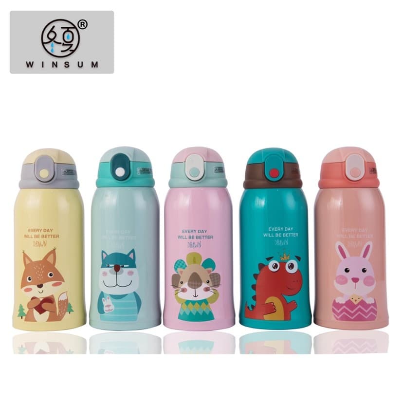 Inverno verão 316 aço inoxidável crianças garrafa térmica suporte de copo 600ml palha resistente a choques dupla utiliza