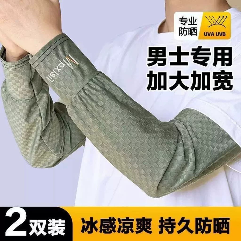 Novo estilo masculino manga de gelo solto protetor solar manga verão Anti-UV luvas de seda gelo versão longa ciclismo br