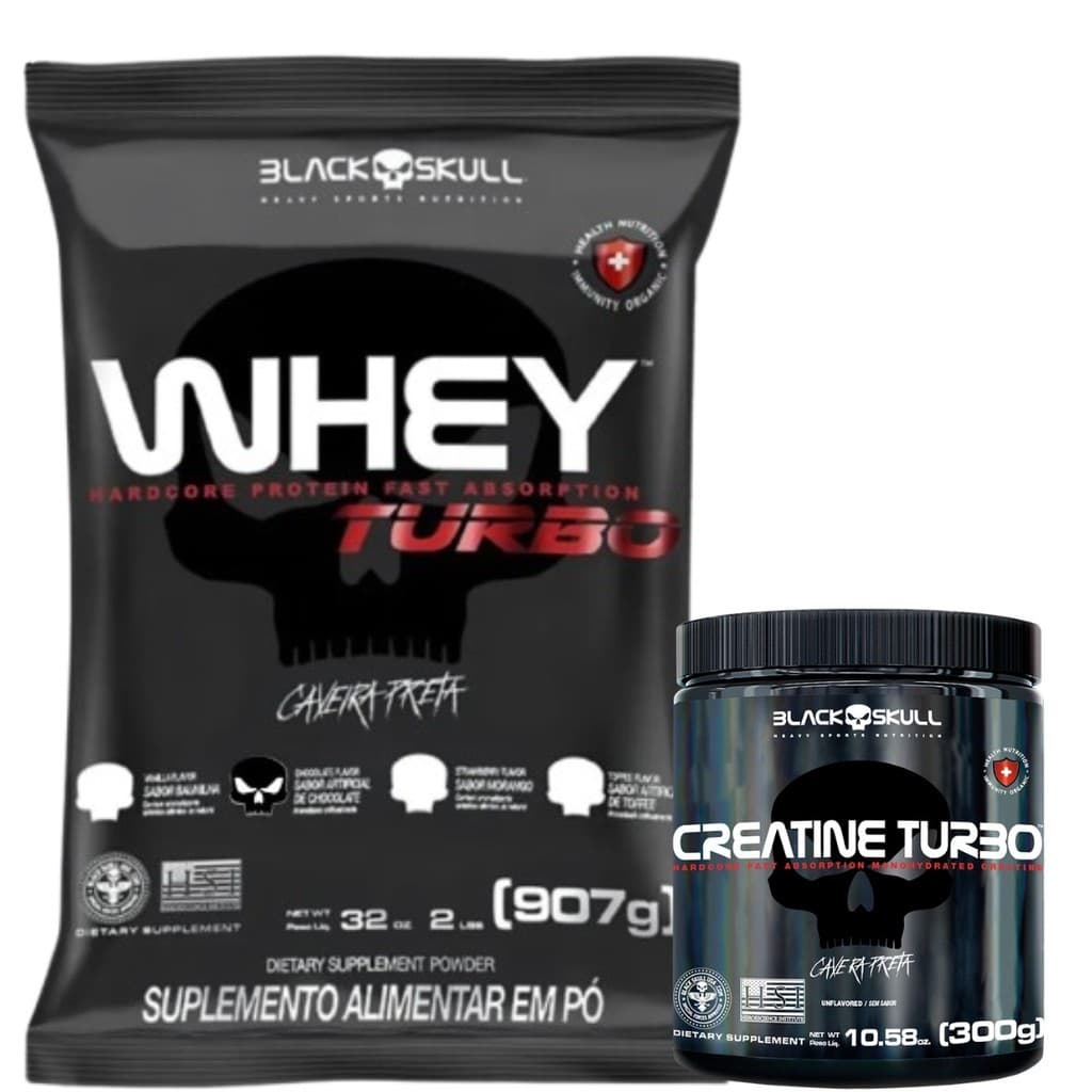 Kit Caveira Preta - Whey + Creatina Turbo 300g Black Skull