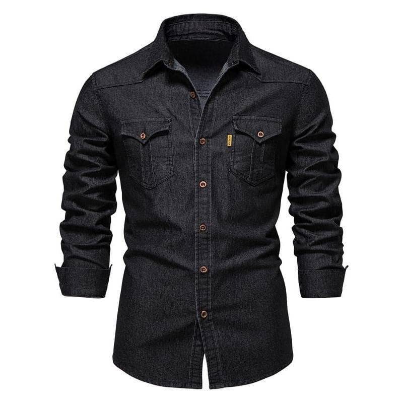 2026 novo estilo americano Casual Retro pesado lavado puro algodão camisa jeans masculina camisa solta jaqueta na moda