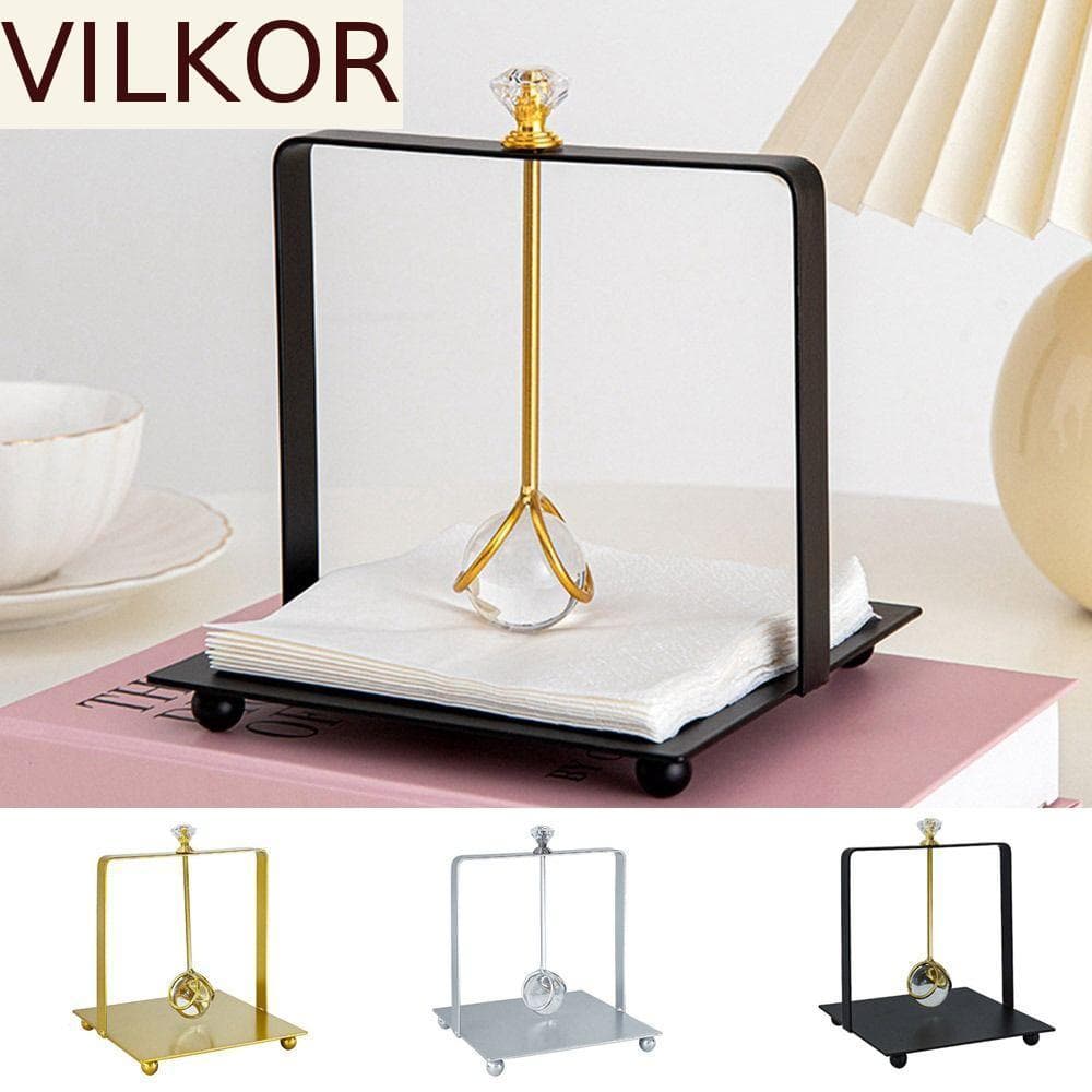 Rack De Porta-Guardanapos VILKOR , Suporte De Tecido De Bola De Cristal Com Base Quadrada De Ferro Forjado , Dourado/Pra