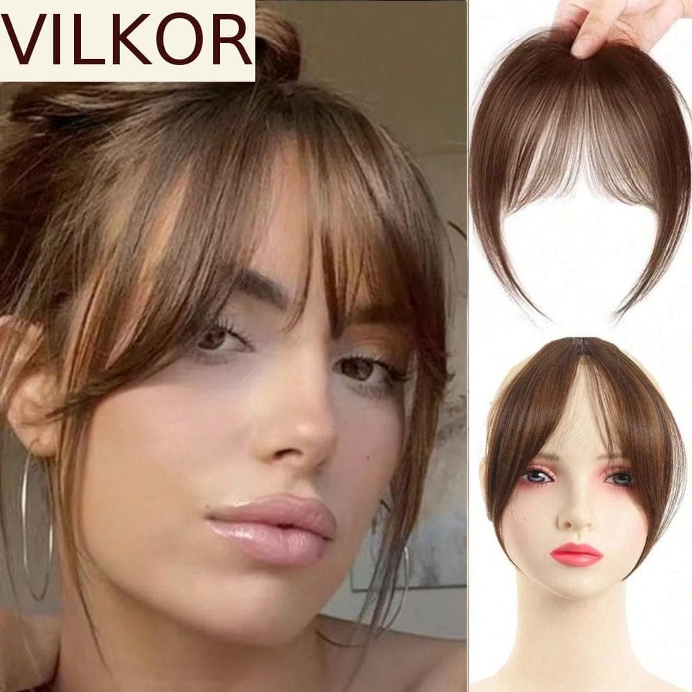 VILKOR Peruca Franja De Parte Média , Clipe De Síntese Em Oblíqua Francesa , De Testa Falsa
