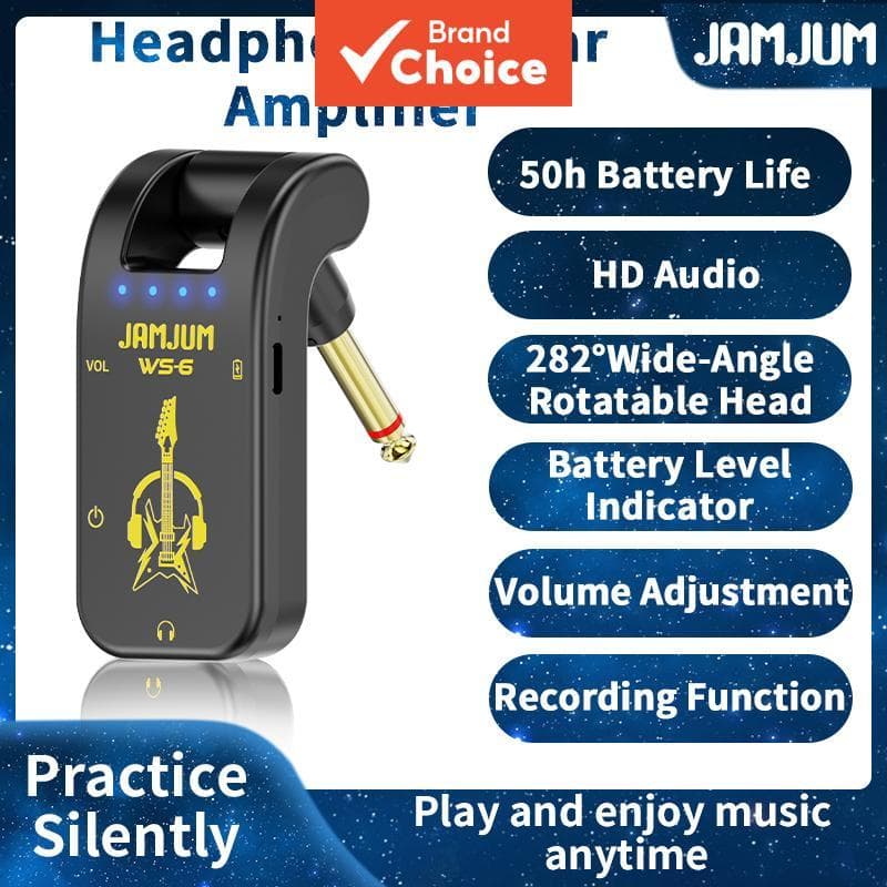 JAMJUM Mini Amplificador De Fone De Ouvido De Guitarra Portátil , Bateria De Lítio Recarregável Com Entrada De Áudio Gir