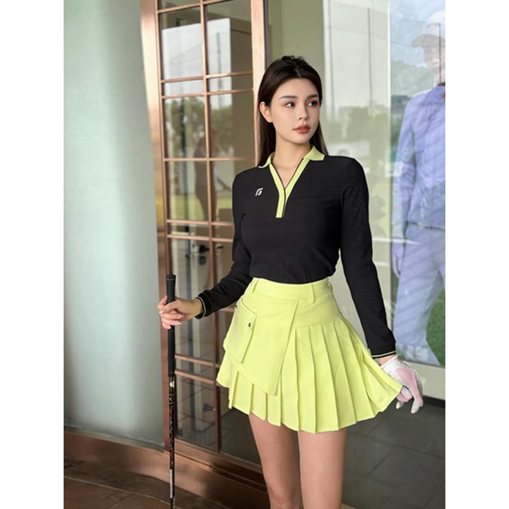 Roupas femininas de golfe primavera outono manga comprida saia plissada feminina terno feminino roupas de golfe uniforme