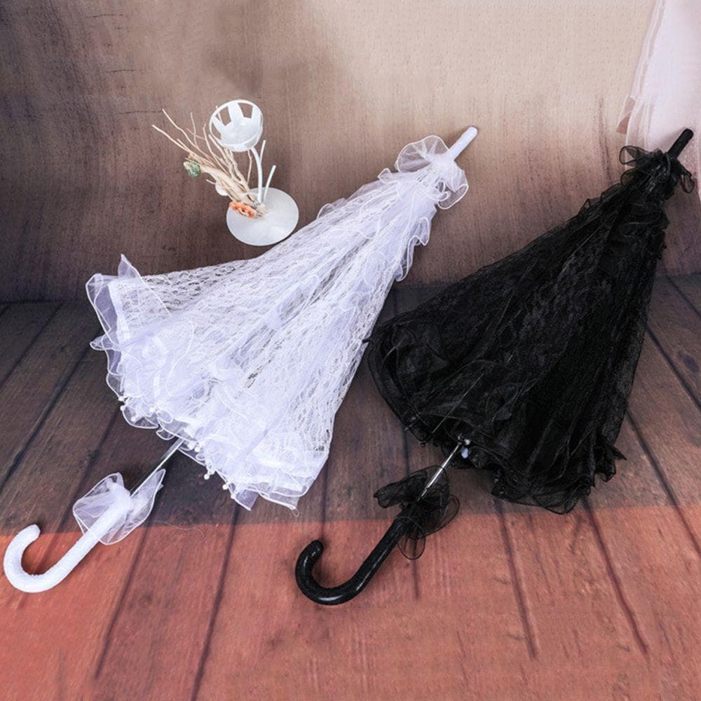 Guarda-Chuva De Noiva De Renda , 1 Peça , Decoração De Casamento , Adereços Fotográficos , Algodão , Oco , Alça Lo