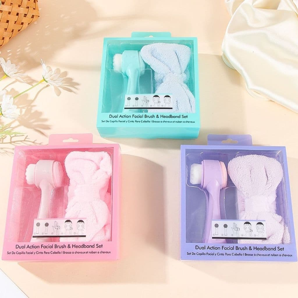 Escova de lavagem Facial de Silicone dupla Face conjunto de faixa de cabelo ferramenta de beleza limpeza Facial remover