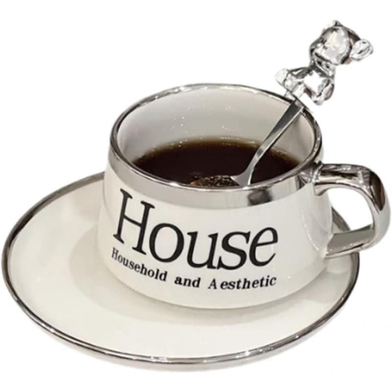 Conjuntos de Xícaras e Pires de Cerâmica Estilo Europeu, Caneca Moderna com Design Exquisito, Conjunto de Xícaras de Caf
