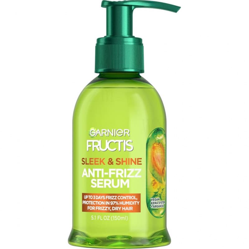 Garnier Fructis Sleek&Shine Sérum Anti-Frizz para Cabelos Secos e Frisados, Óleo de Argan, 5.1 fl oz, 1 unidade (A embal