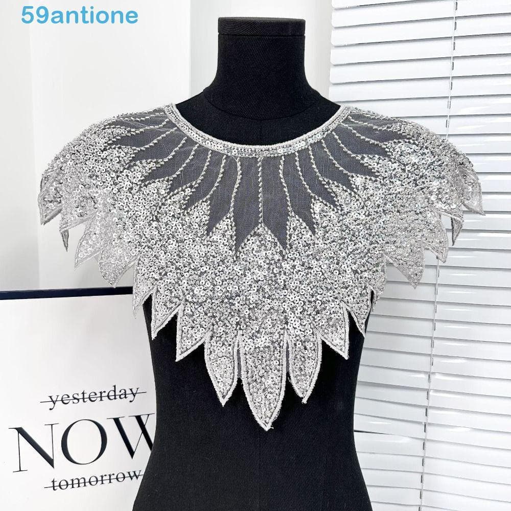 Decote De Renda ANTIONE , Gola Com Lantejoulas Requintadas E Brilhantes , Remendo De Apliques Artesanais DIY
