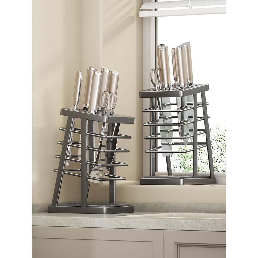 2024 Novo estilo rack de faca de cozinha prateleira de faca de cozinha bancada de drenagem doméstica dedicada faca suspe