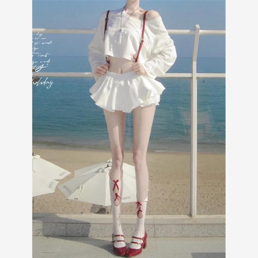 Puro desejo doce laço vermelho oco bezerro meias femininas verão estilo fino japonês jk com Mary Jane sapatos All-Match
